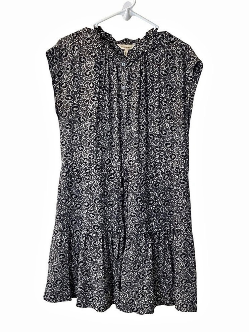 Rebecca Taylor Floral Mini Dress in Black & White